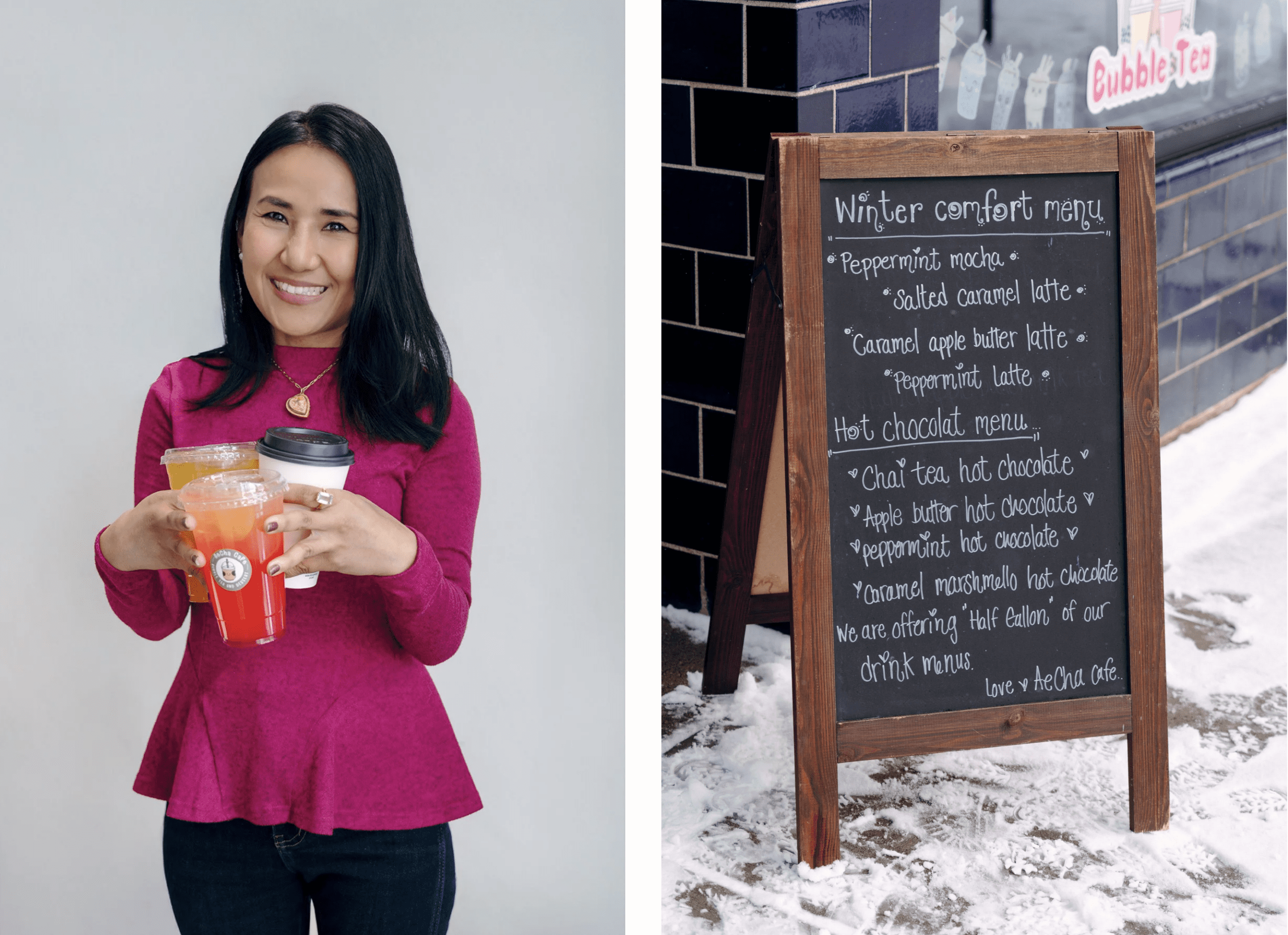 Refreshing tea and coffee at AeCha Cafe in Downtown Tipp City, Ohio